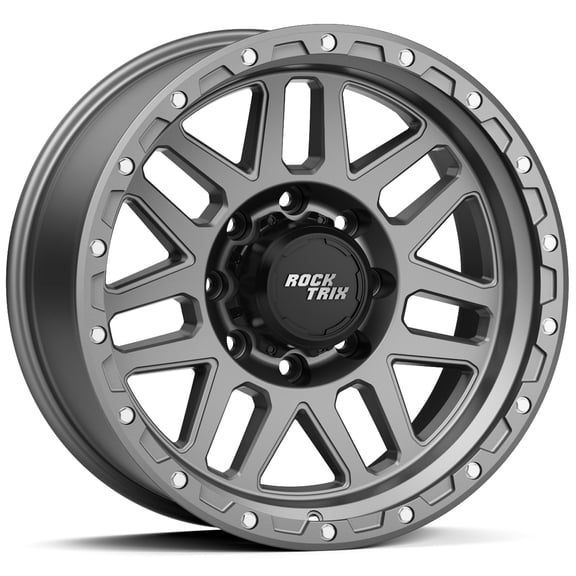 RockTrix RT110 18 inch Wheel 8x165.1 8x6.5 Compatible with Dodge Ram 2500 (1994-2024), 18x9 (-12 Offset, 4.5 Backspace), Gunmetal, Also fits Chevrolet GMC 2500 3500