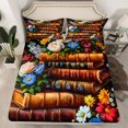 thumbnail image 2 of Manfei Vintage Western Full Size Sheets for Teens, Retro Mid Century Books Bed Sheets, Hippie Rose Groovy Sheet Sets, Luxury Bedroom Decor, 4-Piece, 2 of 7