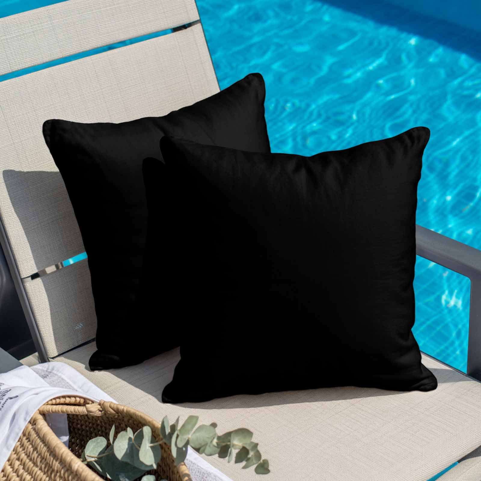 Black Pillow Covers 24x24 Inch, Farmhouse Solid Black Color Modern Art Linen Pillowcase with Invisible Zipper, Decorative Throw Pillow Covers Cushion Case for Couch Sofa Bed Living Room