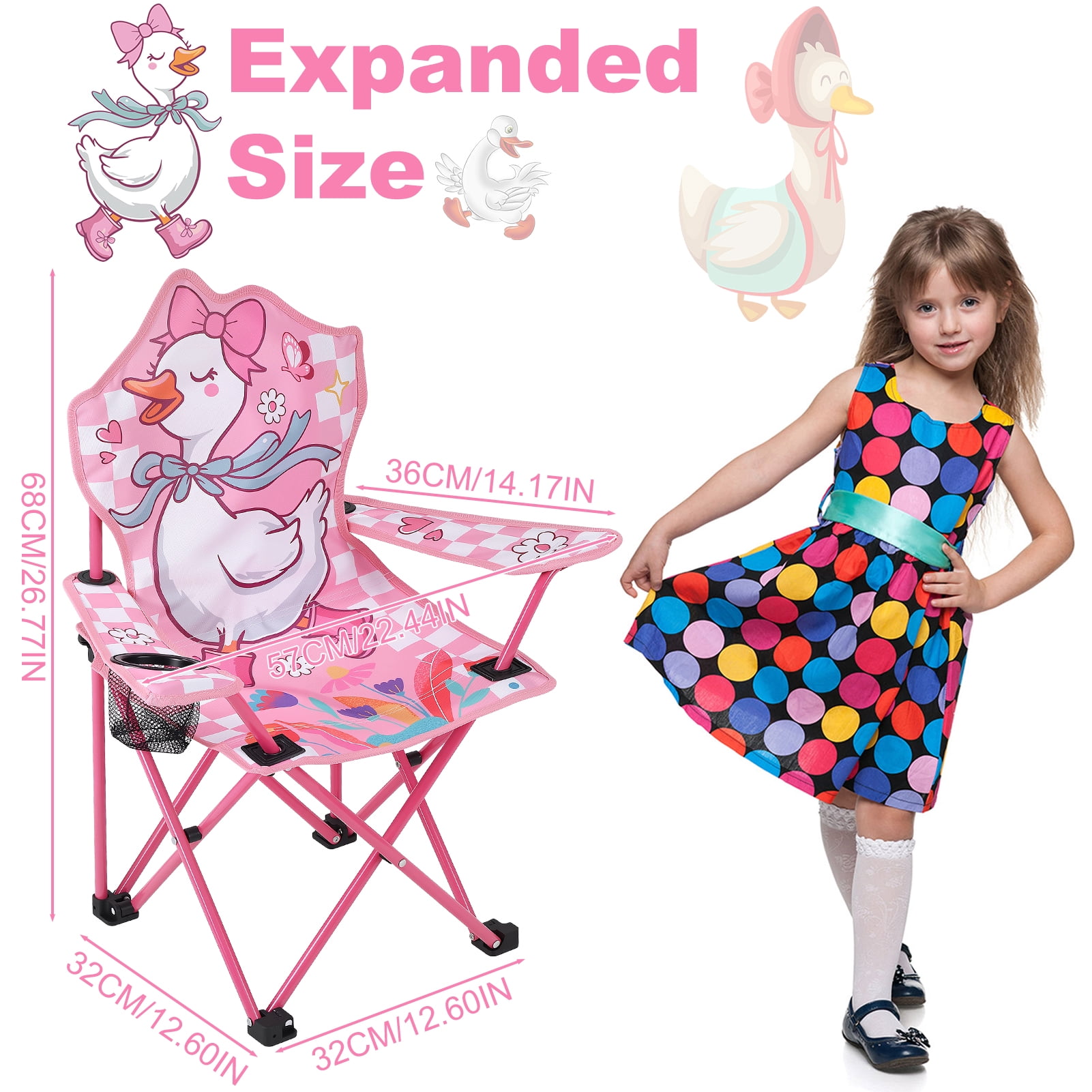 Hengguang Kids Camping Chair, Kids Outdoor Folding Lawn and Camping Chair with Cup Holder and Carrying Bag, Children's Camping Chairs for Travel, Lawn- for Indoor & Outdoor