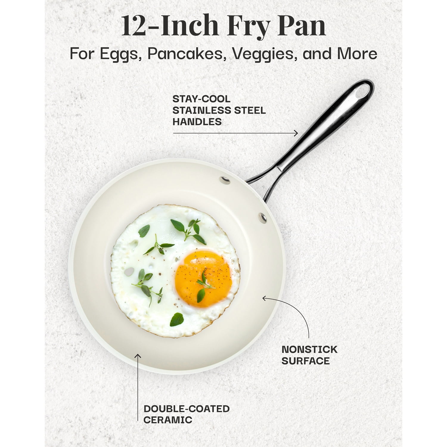 Gotham Steel 12 Inch Non Stick Frying Pans Nonstick Skillet, Ceramic Pan for Cooking Non Toxic, Nonstick Frying Pan Skillets with Stay Cool Handle, Fry Pans, Oven and Dishwasher Safe