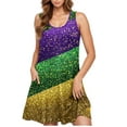 thumbnail image 5 of Women Dresses Xqxayjr Mardi Gras Dresses with Pockets for Curvy Women Flowy Swing Summer Casual Tshirt Spring Dresses Knee Length Sleeveless Carnival Parade Party Cute Holiday Dress, 5 of 5