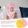 thumbnail image 2 of MasteelfCA 2Pcs Kids Elastic Wide-brimmed Nightcap Simple Sleeping Hat Chic Shower Hat, 2 of 7