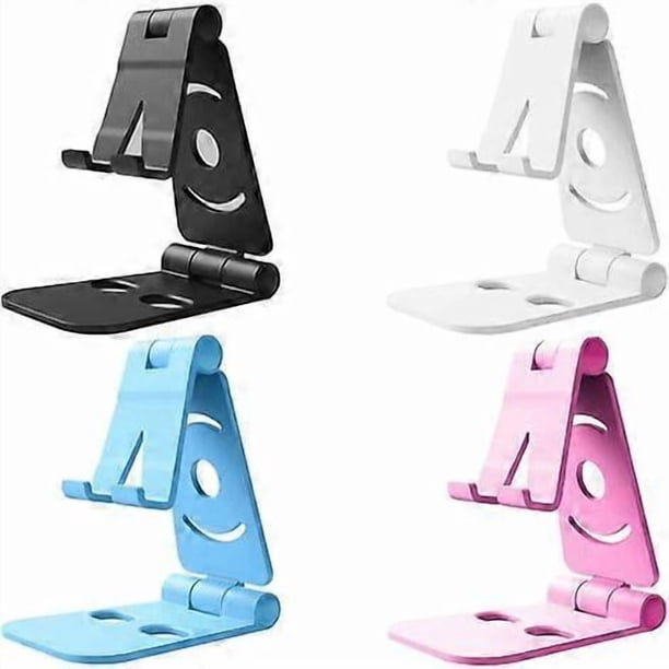 4 Pack Phone Stand, Tablet Stand, Adjustable Multi-Angle Desktop Portable Stand (Black+White+Pink+Blue)