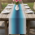 thumbnail image 4 of Blue Teal Grey Ombre Table Runner 72 Inches, Farmhouse Gradient Minimalist Bed Runner Dresser Scarves Tabletop for Indoor Outdoor Parties/Ceremony/Banquet, 18" x 72", 4 of 8