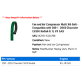 thumbnail image 2 of Fan and Air Compressor Multi Rib Belt - Compatible with 2001 - 2002 Chevy C6500 Kodiak 8.1L V8 GAS, 2 of 2
