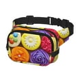 thumbnail image 2 of Picia Brightly Colored Cupcakes Print Square Double-Layer Waist Bag Mini Adjustable Waist Belt Bag Exercise Running Travel Hiking, 2 of 9