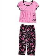 Faded Glory - Girls' Butterfly Sleep Tee and Capri Pajama Pants