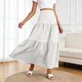 thumbnail image 2 of BiZtdJrK Long Skirts for Women Ruffle Tiered High Waist Swing Summer Maxi Skirt Lightweight Flowy Boho Vacation Skirts White XXL, 2 of 8