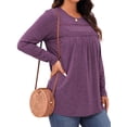 thumbnail image 4 of WellSize Plus Size Women Blouses Lace Long Sleeve Boho Tops Crew Neck Fall Shirts Trendy Tunic Blouses, 4 of 9