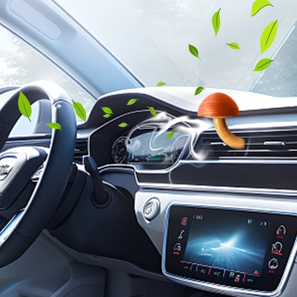 Difusor de aromaterapia para coche con forma de hongo de madera maciza, difusor de aroma sólido para coche.