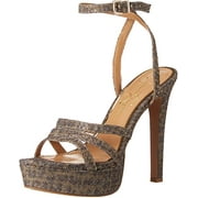 Jessica Simpson Balina Gold Platform Dress High Heel Formal Open Toe Sandal (8, GOLD MULTI)