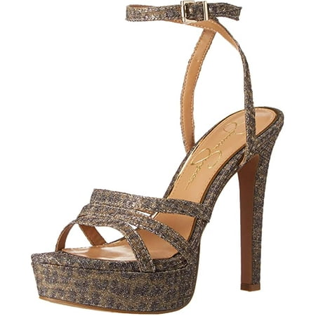 Jessica Simpson Balina Gold Platform Dress High Heel Formal Open Toe Sandal (7, GOLD MULTI)