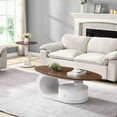 thumbnail image 3 of NEW Luxury Nesting Coffee Table Set of 2, Tables with Storage for Living Room, Oval and Round Table Set, White Center Table, Cocktail Table, Side Table, Large 47.24'', Small 19.69'', 3 of 10