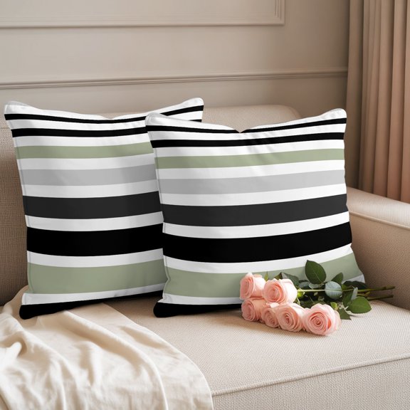 Outdoor Throw Pillow Covers,Abstract Minimalist Colorful Stripe Waterproof Decorative Pillowcases Cushion Cover Coarse Stripes Pillow Cases for Patio Couch Sofa Bed,18x18in Set of 2