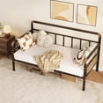 thumbnail image 2 of Tamaño individual size metal daybed frame: sofa cama platform con strong supports para dormitorio, sala de estar, y guest room, in brown, 2 of 8