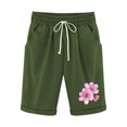 thumbnail image 2 of Qulqfy Baggy Women Shorts Knee Length Bermuda Green Capri Wide-Leg Floral High Waisted Shorts Womens Scrubs Joggers L, 2 of 3