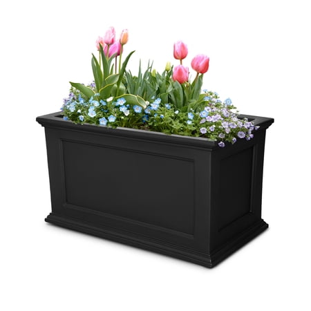 Mayne Fairfield 20in x 36in Rectangle Planter - Black - 36in L x 20in W x 20in H - with Built-In Water Reservoir (5826-B)