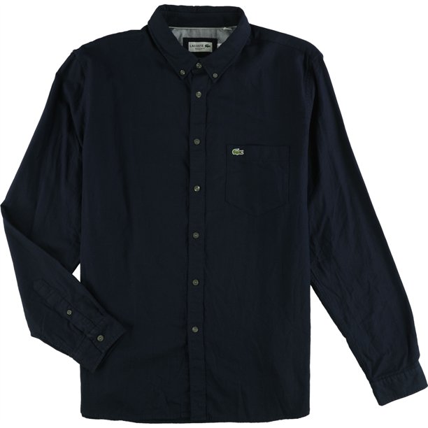 Lacoste Oxford Button Up Camisa para Hombre, Azul, XL/2XL Lacoste Botones al frente