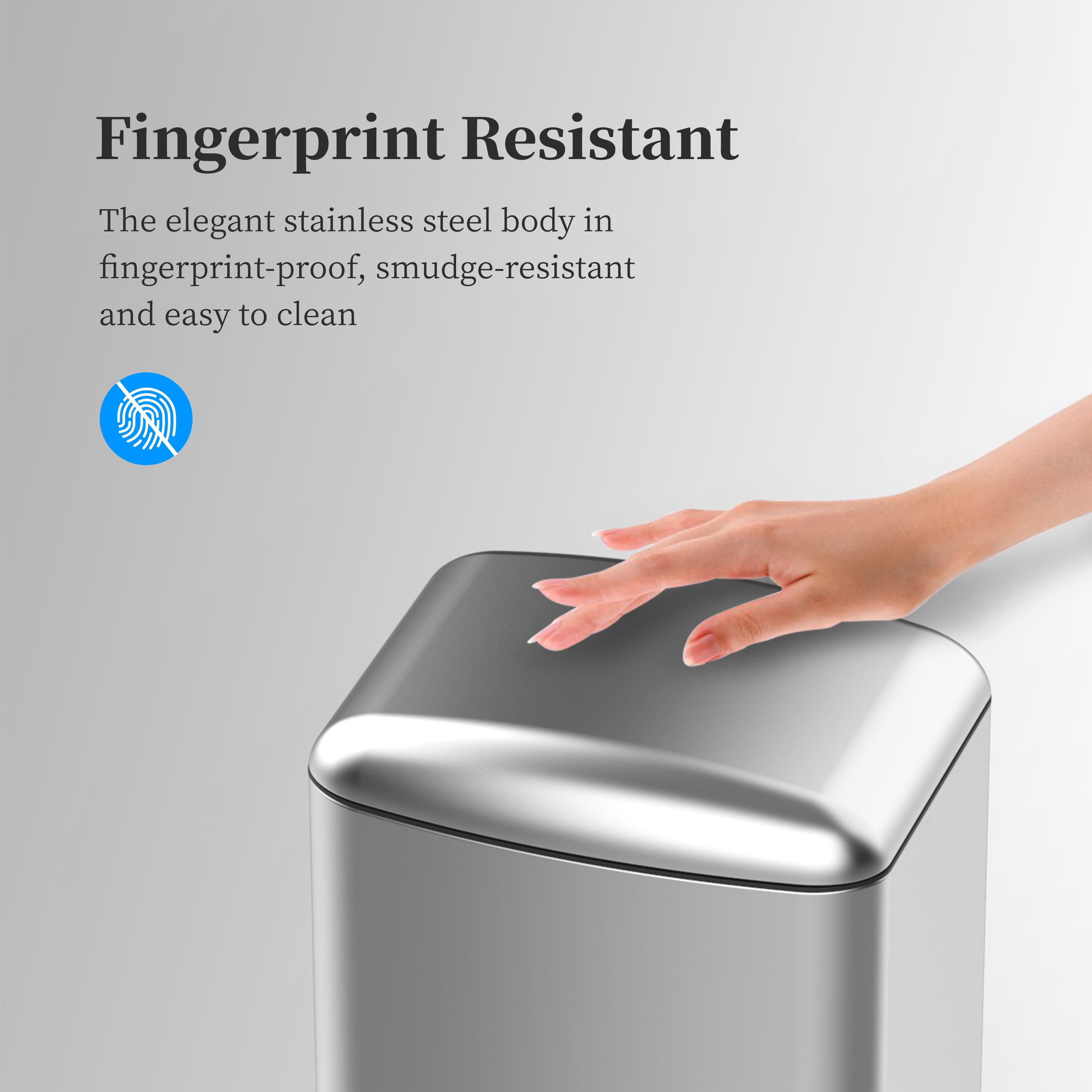 BinMax Stainless Steel Wastebasket 40L Garbage Bin Soft Close Step on Trash Can for Kitchen,Silver