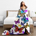 thumbnail image 3 of Colorful Butterfly Ultra Soft Cozy Flannel Blanket - Lightweight Warm Blankets - Pet Throw Blanket - for Adults Outdoor Travel, Indoor Bed Couch Sofa Room Decor All Seasons 50'''' x 60'''', 3 of 6
