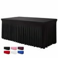 thumbnail image 2 of 6ft, Rectangle Table Skirts, Polyester Fitted Table Covers, Black Table Cloth For 6 Ft Table With Skirt, Wrinkle Resistant Spandex Table Cover, Party, 2 of 5