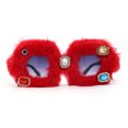 thumbnail image 2 of Super Funky Masquerade Fur Jewel Brooch Octagon Plastic Sunglasses Red - Black, 2 of 4