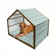 thumbnail image 1 of Nautical Pet House, Marine Sea Striped Background with Anchor Wheel Starfish Seashell, Outdoor & Indoor Portable Dog Kennel with Pillow and Cover, 5 Sizes, Blue and Apricot, by Ambesonne, 1 of 4