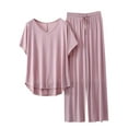 thumbnail image 2 of Censtreet Pajama Set for Women 2 Piece Pants Short Sleeve Top Sleepwear Soft Pjs Loungewear, 2 of 4