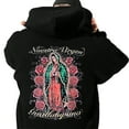thumbnail image 2 of Virgen de Guadalupe Unisex Hoodie – Nuestra Virgen Guadalupe Pullover with Roses, Our Lady of Guadalupe Catholic Religious Hoodie, 2 of 7