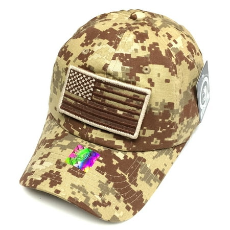 Cotton Desert Storm Camouflage - Vintage Cotton Cap USA Flag Patch Desert Digital Camo Washed Baseball Hat