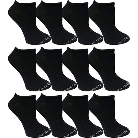 Yacht & Smith Wholesale Women’s Cotton Shoe Liner Training Socks Size 9-11 (Black, 12)