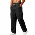thumbnail image 5 of ThriftyPlait Mens Wide Leg Cargo Jogger Sweatpants Casual Elastic Drawstring Waist Multi Pocket Pants Straight Fit Daily Walking Outdoor Pants, 5 of 9