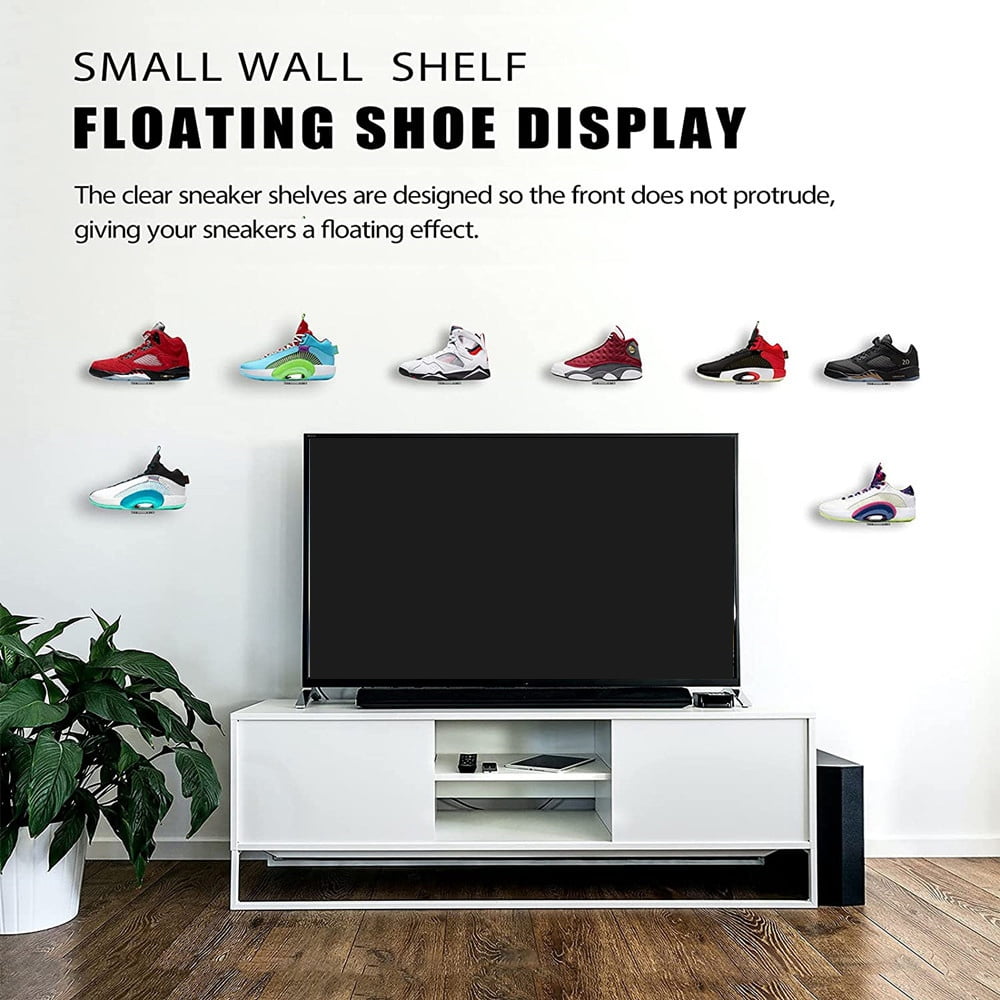 Geloo 6 Pack Acrylic Floating Sneaker Shelves Clear Shoe Display Stand Room Decor For Display Collectible Shoe sneaker Other