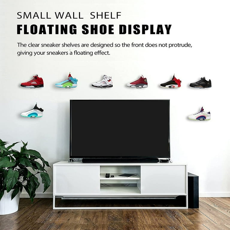 LoengMax 6 Pack Acrylic Floating Shoe Display Shelves, Clear Acrylic  Floating Shelves for Showcase Sneaker Collection or Shoes Box, Levitating  Shoe