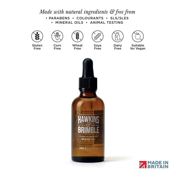 Hawkins & Brimble Beard Oil 50ml 1.69 fl oz - Quickly Absorbs, Strengthens & Supports Growth | with Acclaimed Signature Scent