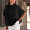 thumbnail image 4 of cfhntfmh Womens Tops Short Sleeve Casual Summer Blouses Solid Color Mock Neck Tunic Shirts Fashion, 4 of 7