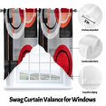 thumbnail image 3 of Red Gray Black Swag Valances for Windows 2 Pack Abstract Round Modern Art Swag Kitchen Curtains 36 Inches Long Rod Pocket Short Window Treatment for Kitchen Bathroom 36"x36", 3 of 8