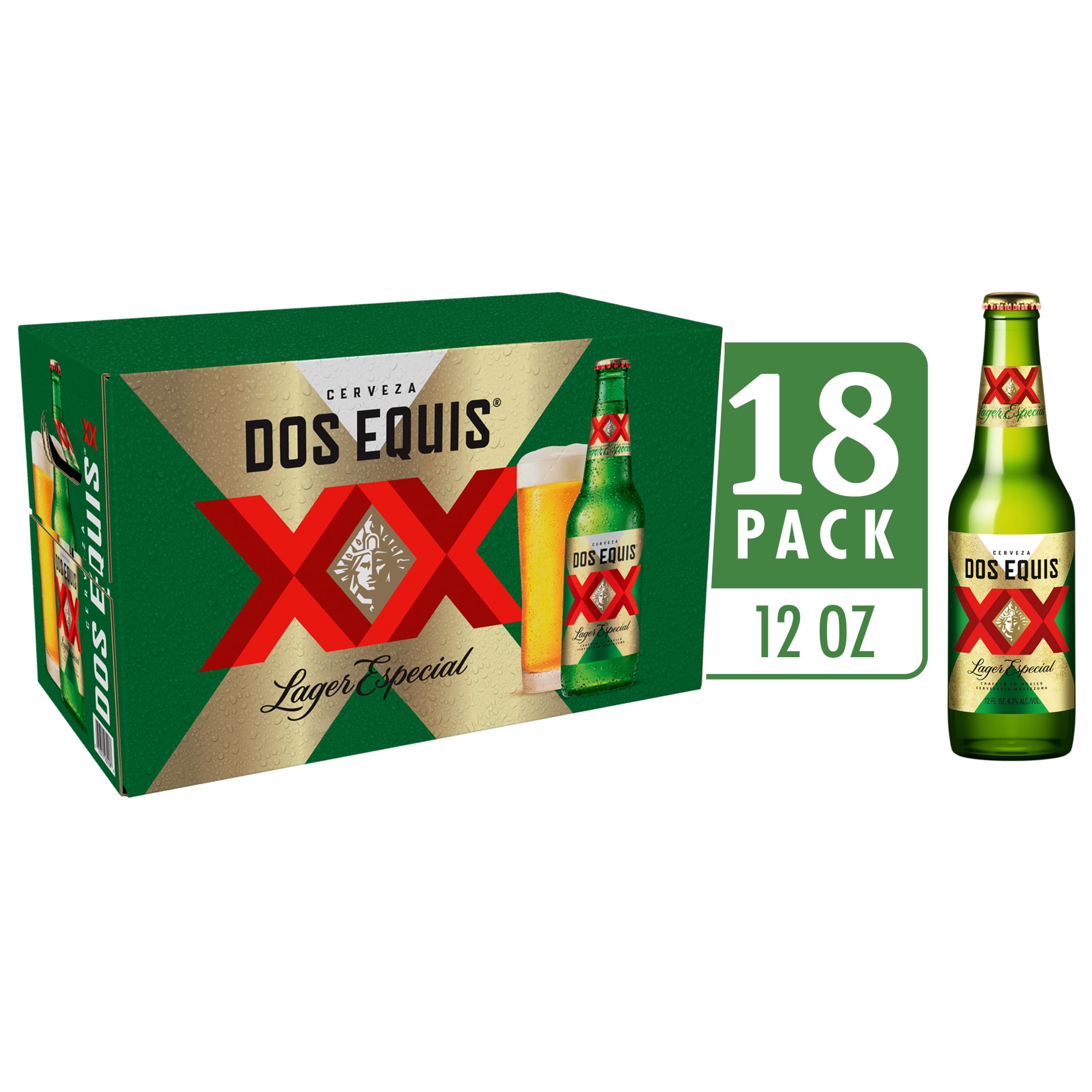 Dos Equis Mexican Lager Import Beer, 18 pack, 12 fl oz Bottles, 4.2% ABV
