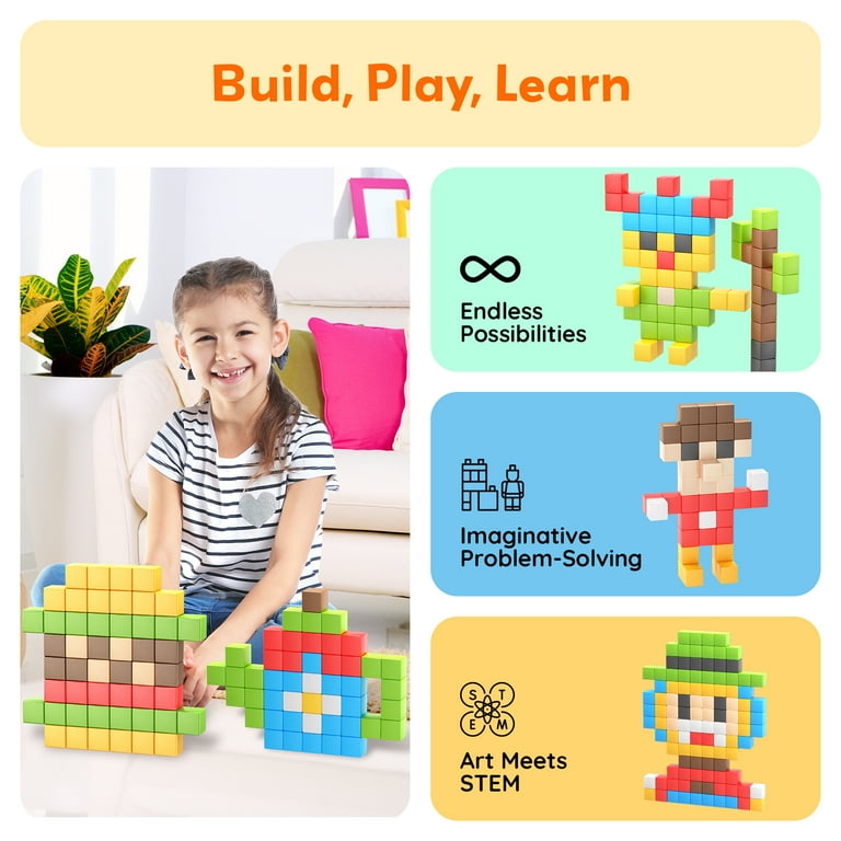 PicassoTiles PMC303 Magnet Cube Building Blocks 108 Pieces 1.2\" Magnetic Cubes Toy
