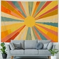 thumbnail image 4 of Chilfamy Boho Burning Sun Tapestry Wall Hanging, Retro 70s Abstract Vintage Geometric Rainbow Sunrise Tapestries for Bedroom Living Room Backdrop  Painting, 4 of 6