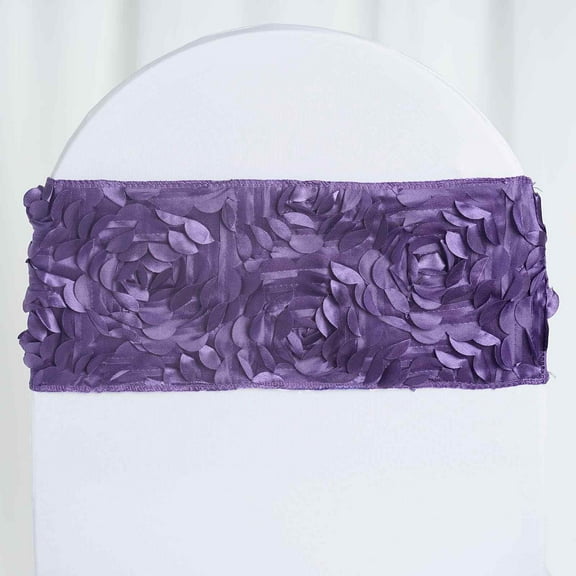Efavormart 5 Pack Red Satin Rosette Spandex Banquet Wedding Chair Sashes Band For Wedding Party Banquet Event Decoration