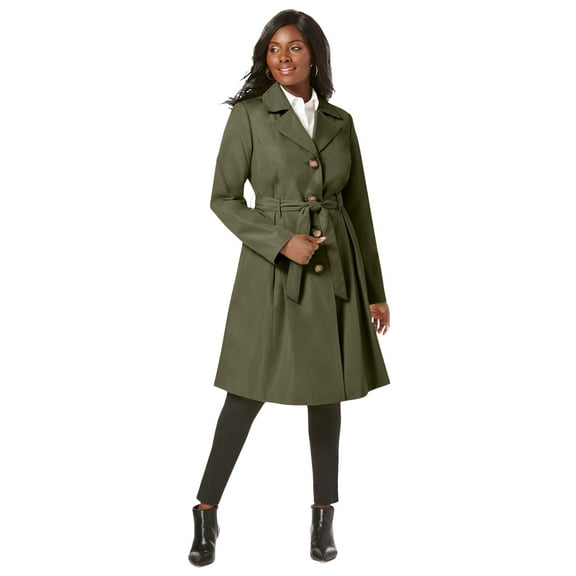 Jessica London Women's Plus Size Pleated Trench Coat