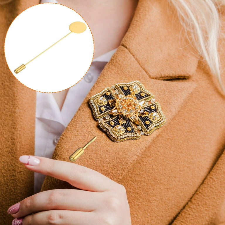 Uxcell Round Brooch Pins 3 Inch Metal Tray Stick Lapel Pin Long Needle Clips Gold Tone 60pcs Walmart