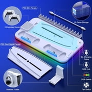 PS5 Slim Stand and Turbo Cooling Station with Controller Charging Station for Playsation 5, 3 Levels Cooling Fan, RGB Light, 15 Game Storage, Headset Holder for PS5 Digital/Disc