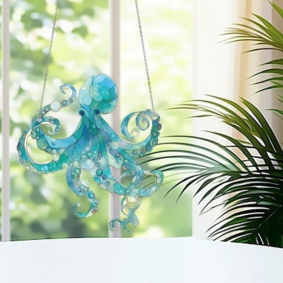 Octopus Acrylic Ornament, Flat Acrylic Animal Hanging Decor, Exquisite Home Car Pendant Charm, Cute Decorative Accessory for Home Party Wall Decor