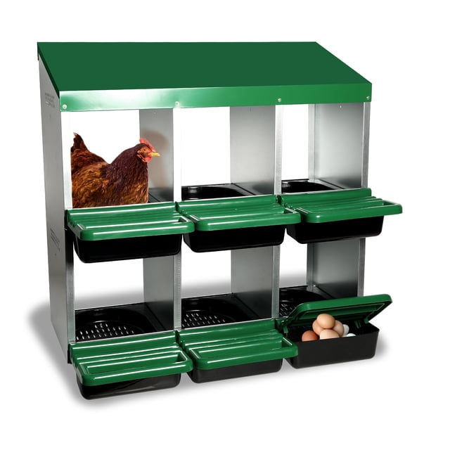 Yiwa Metal Chicken Nesting Box, Roll-Away Egg Design for Easy Collection in Backyard Coop or Farm Setting