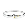 thumbnail image 3 of Two Tone Stacking Functional Hook And Eye Catch Bangle Bracelet for Women Girlfriend Yellow Gold Platerd .925 Sterling Silver Adjustable 7-8 Inch, 3 of 6