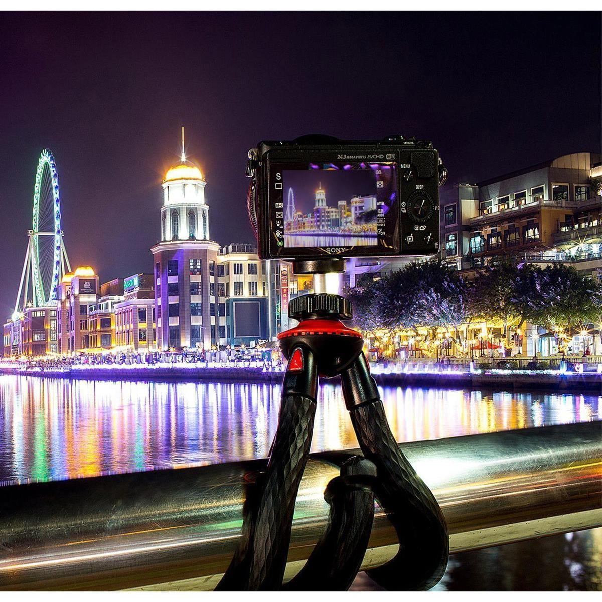 FotoPro UFO 2 Flexible Tripod with Smartphone and GoPro Adapter, 28.22 oz Capacity, Black/Red