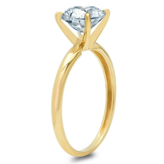 1.5 ct Round Cut Natural Sky Blue Topaz Solitaire Engagement Ring for Women in 18K Yellow Gold